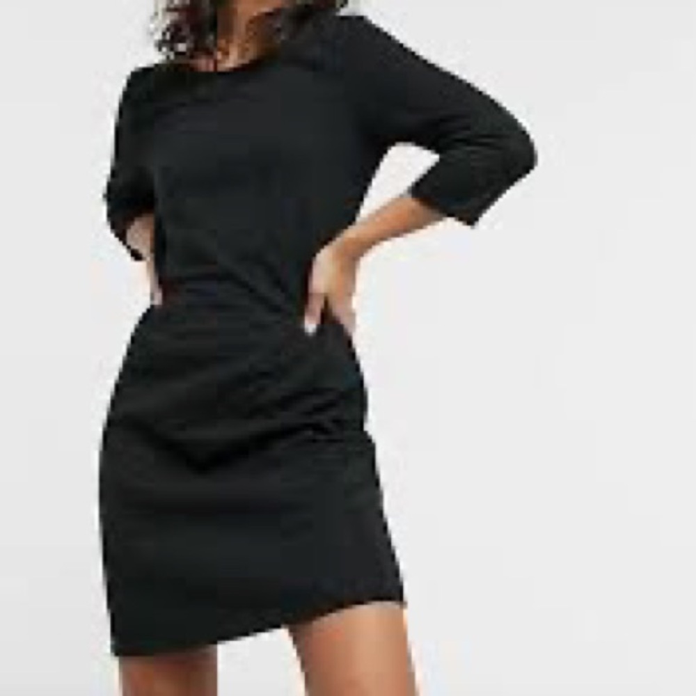 Only Petite Dress Women’s Quilted Mini 3/4 Sleeves Black XS